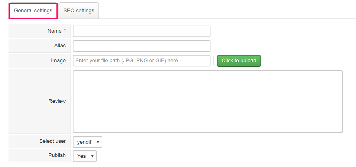 Artists General Settings