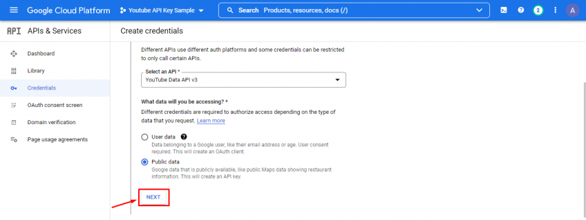 Create Credentials API