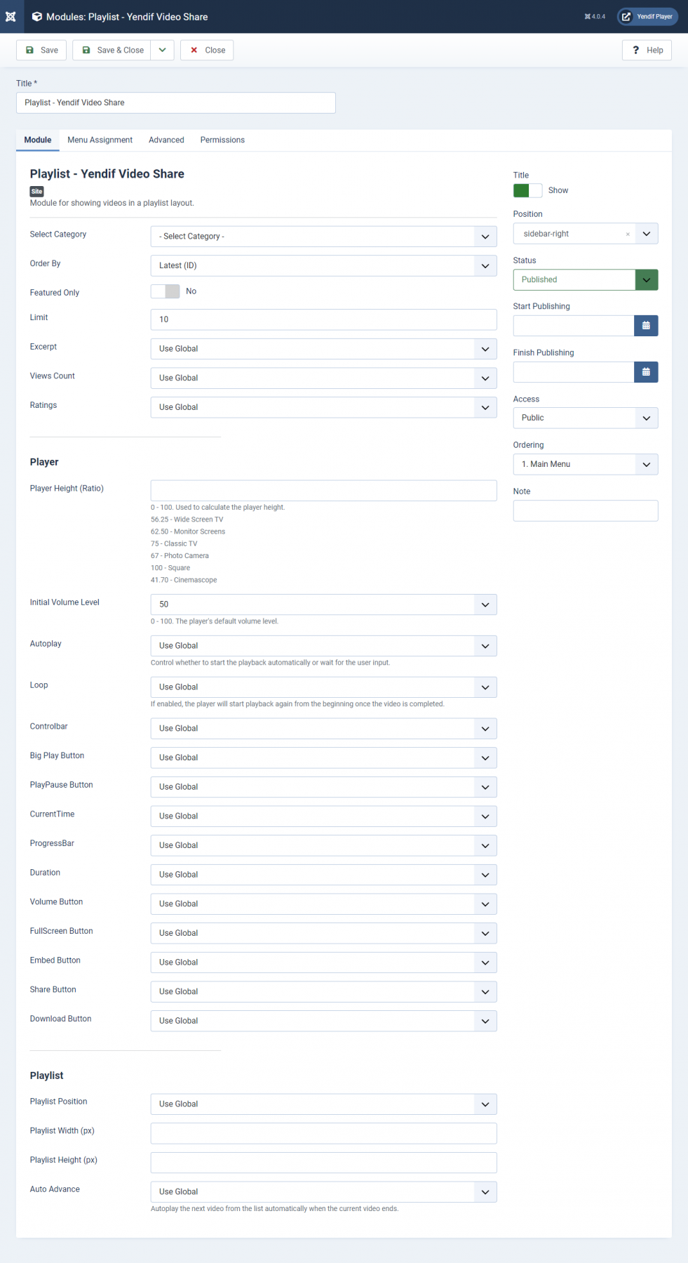 Playlist Settings-Module